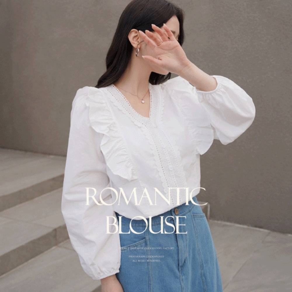 クリック＆ファニーシャルドレーヌレースブラウス