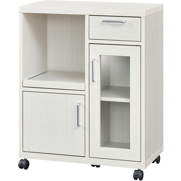 白井産業 FUL-8065SLWH ホワイト カウンターワゴン食器棚 (幅64cm高さ80cm) メーカー直送
