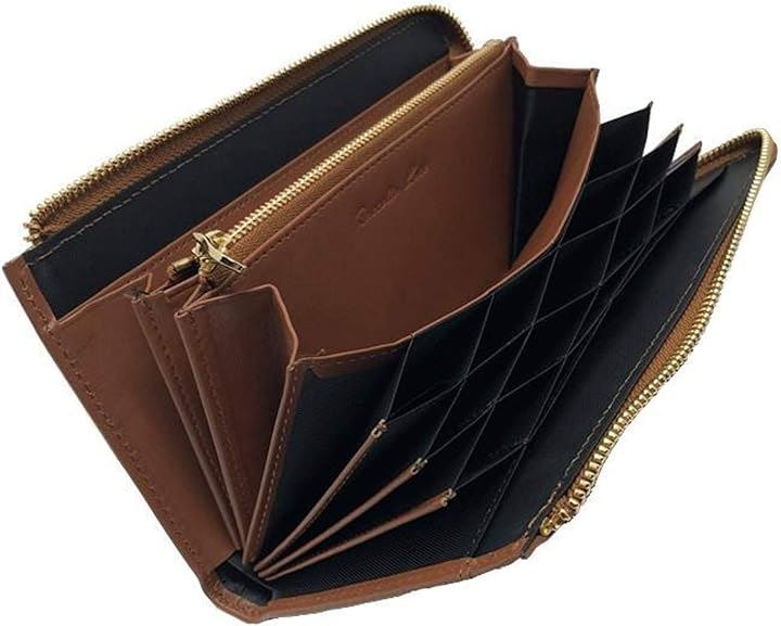 長財布 メンズ 革 こだわりの縦収納 本革 ラムレザー Ｌ字 大容量 カード17枚収納( ブラウン)