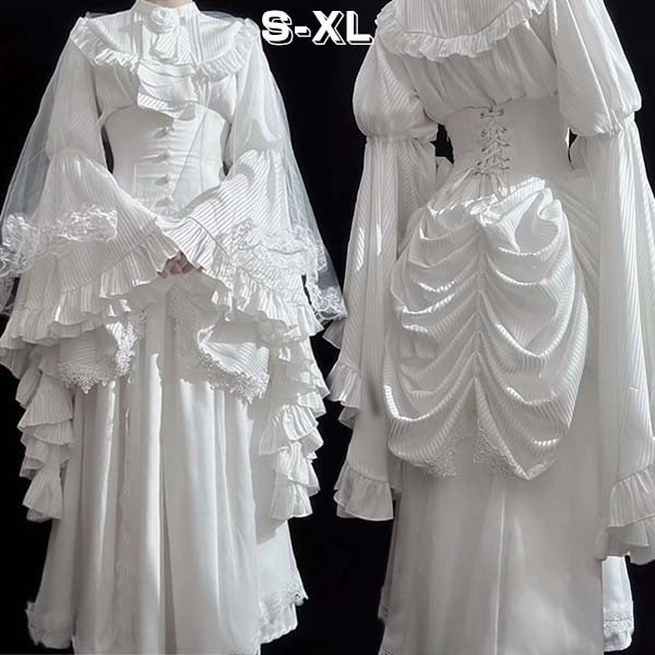 ロリータ jsk 上下セット 可愛い プリンセスドレス お姫様 Lolita ロリータ服 リボン 黒 ホワイト 可愛い アイドル衣装 コスチューム コスプレ衣装 文化祭 学園祭 かわいい イベント ロ