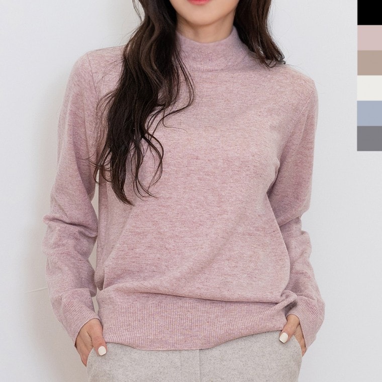 カシミア ハーフネック ニットTシャツ 6clors