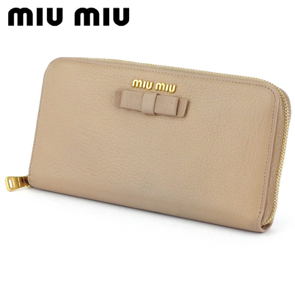 長財布 ラウンドファスナー 財布 リボン レディース ピンク ベージュ ゴールド 中古 18,124円