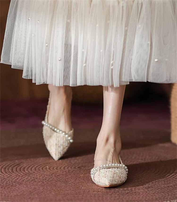 早い者勝ち パンプス フラット 2023年夏 ポインテッドトゥ 側空 歩きやすい スリム ジェントルスタイル 気質 単靴