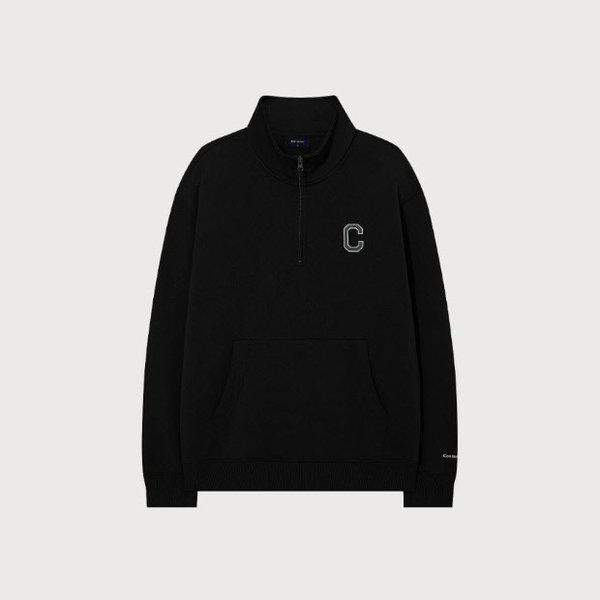 長袖Tシャツ JQS CO2503CR08-BK Cロゴ ハーフジップ スウェットシャツ ブラック