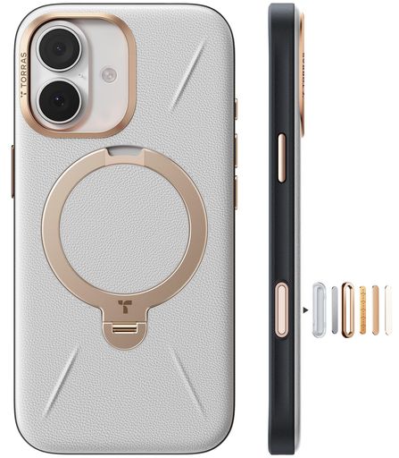 TORRAS iPhone 17 用 ケース【新感覚レザー・スキンタッチ】Ostand Q3 レザートーン MagSafe対応 リング スタンド 360定点回転 縦横両対応 マグネット搭載 革 カメラ