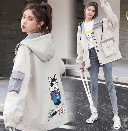 レディース トップス ジャケット 上着 羽織 ショート 長袖 フード ワイド ストリート ファスナー ポケット ボタン 紐付き 厚手 カジュアル おしゃれ かっこいい アジアン ルーズ 個性的 主役級