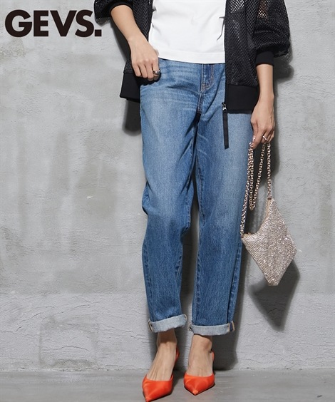 ロングパンツ 大きいサイズ 綿100％ テーパードデニムパンツ GEVS.