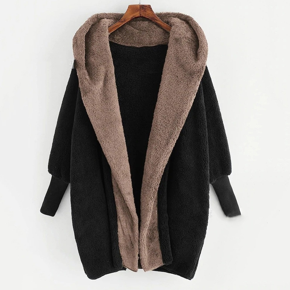 【今季大注目のアップ】 柔らかい質感 切り替えフード付きカーディガン