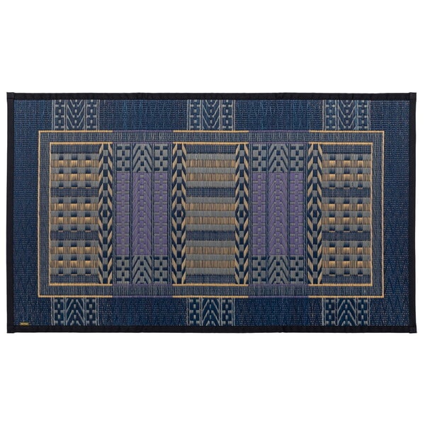 81816304 国産い草玄関マット(裏貼り) オリエンタル 70×120 ブルー メーカー直送