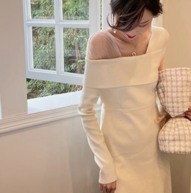 ワンピース デート ニットソー ロング ロング丈 袖あり 長袖 スリム タイト 細身 かわいい 大人可愛い きれいめ シンプル カジュアル 大人 上品 おしゃれ お洒落 主役級 存在感 春 秋 冬