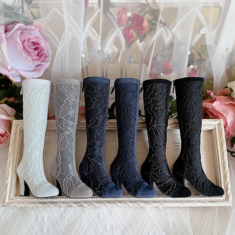 BJD ドール靴 ロングブーツ レース ハイヒール 6色 1/3サイズドール靴 SD16/SDGRサイズ球体関節人形用