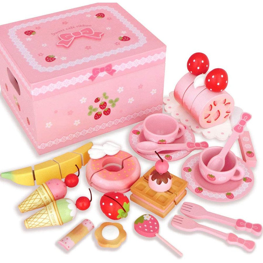 マザーガーデン 木のおままごと 野いちご スウィート カフェリボン ピンク木製 おもちゃ セット