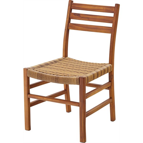 チークとラタン調編み込み座面のダイニングチェア 北欧 ナチュラル チェア ダイニング キッチン ダイニングキッチン