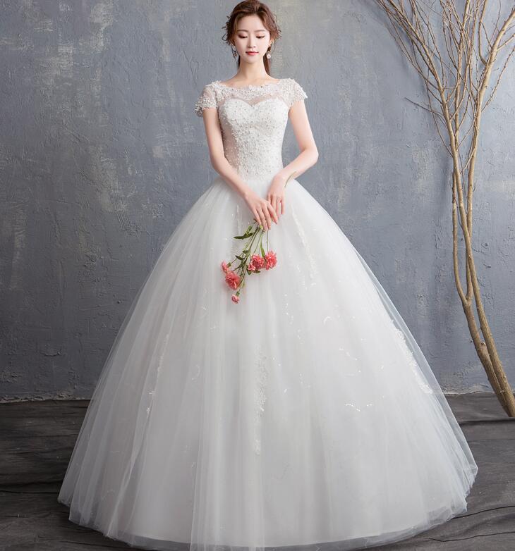 SALE!ロングウエディングドレス　ロング丈　白　スパンコール可愛い花嫁ドレス　ボリューム　結婚式フォマールドレス　二次会ドレス　撮影演出ドレス　白　ベールグローブパニエカバー対応可