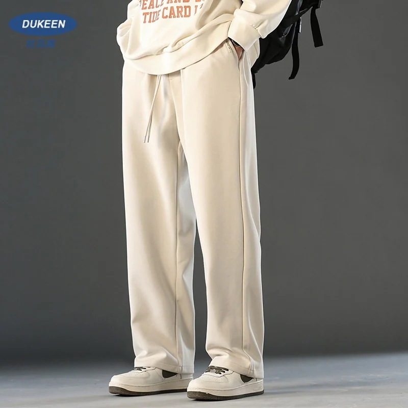 ヘビーウェイトストレートスポーツパンツカジュアルで万能なニットパンツアメリカンファッションブランド無地高級パンツ