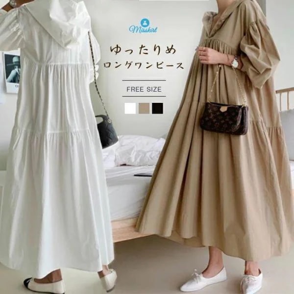 ワンピース フード付き レディース ロングワンピース ロング丈 マキシ丈 長袖 ワンピ ロング 無地 体型カバー ゆったり ゆるっとワンピース シンプル ロングワン