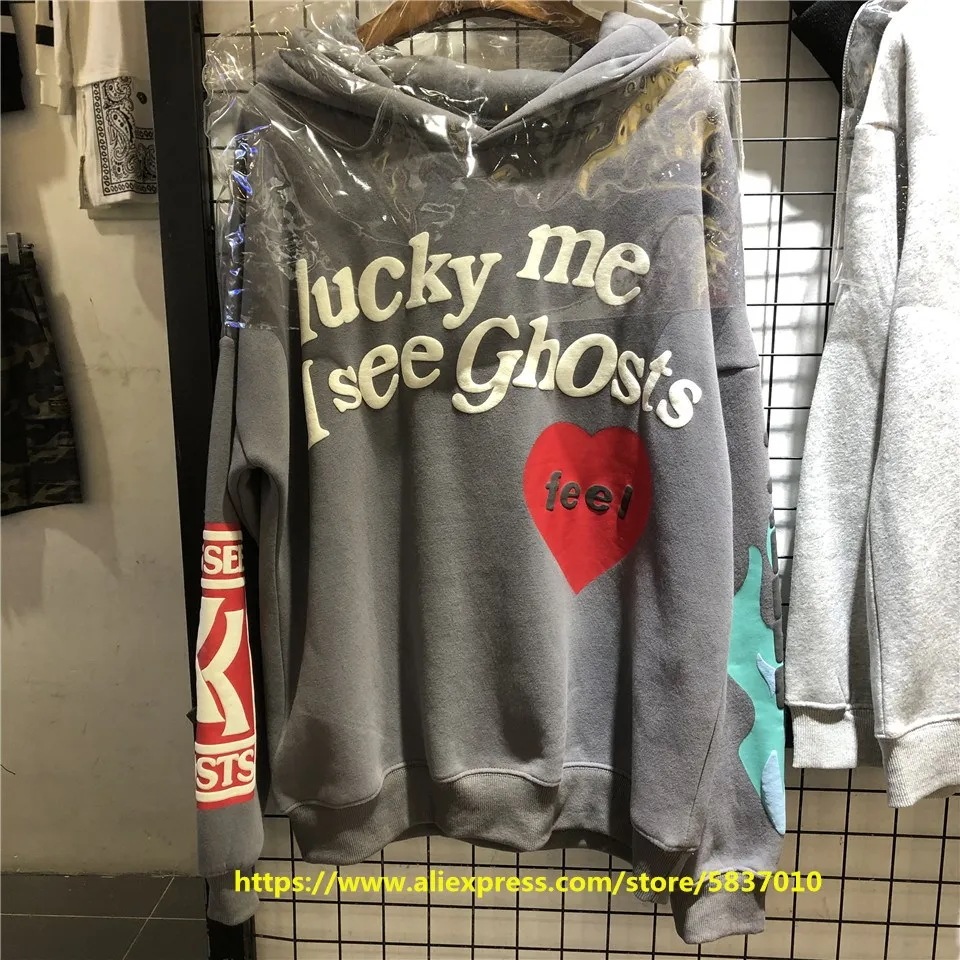 男性と女性のためのフード付きスウェットシャツ,2020,Lucky OHoothel長袖,赤のロゴ,カニエスタイル,子供,「スウェットシャツ」をご参照ください