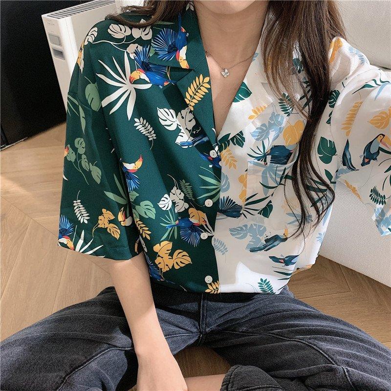 人気沸騰 レディース シャツ ブラウス アロハシャツ ハワイシャツ 日焼け止め服 半袖 花柄 プリント 薄手 ゆったり ビーチ 浜辺 リゾート