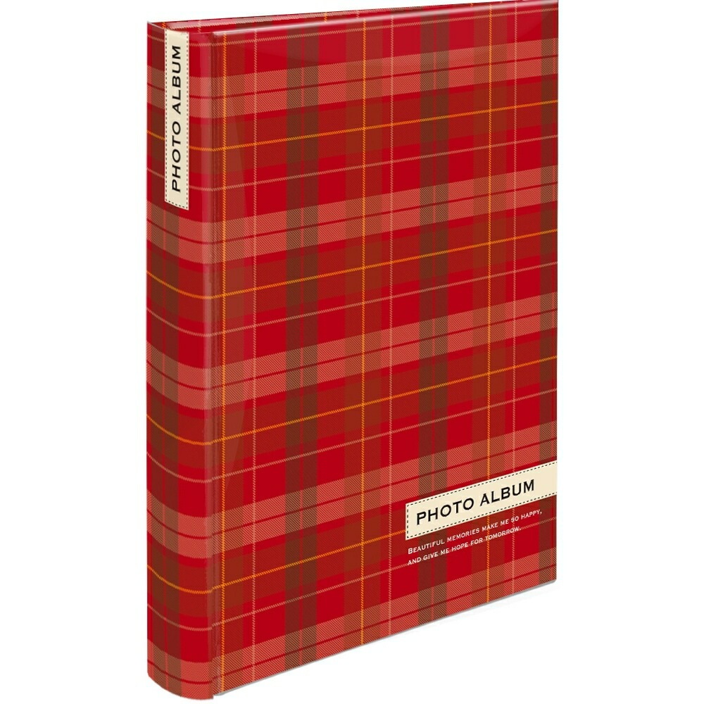 （まとめ買い）背丸ブック式/ポケットアルバム L判3段240枚 スタンダードチェック レッド BPL-240-3-R [x3]