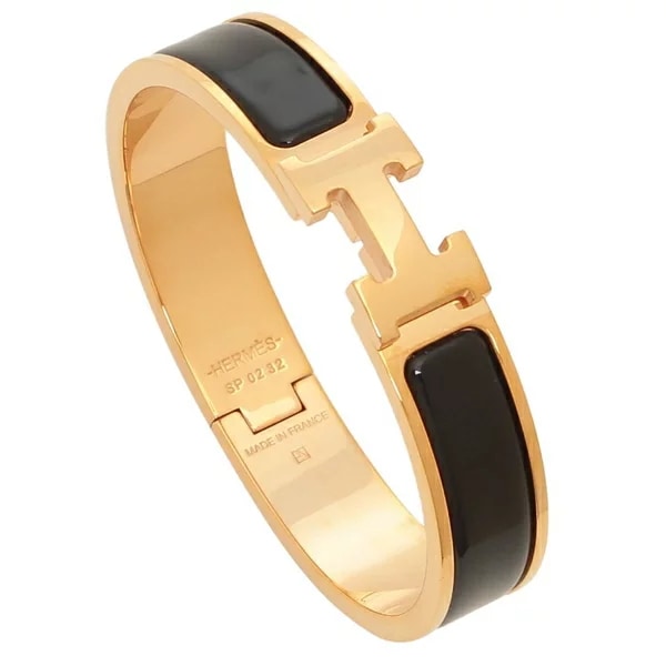 ブレスレット バングル クリックH PM ピンクゴールドプレーテッド ノアール ブラック レディース H700001 FO 01