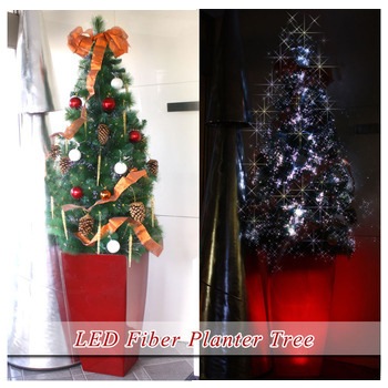 クリスマスツリー 215cm店舗装飾用LEDファイバープランターツリー 【 プランター 大型 飾り セットツリー 大きい 】