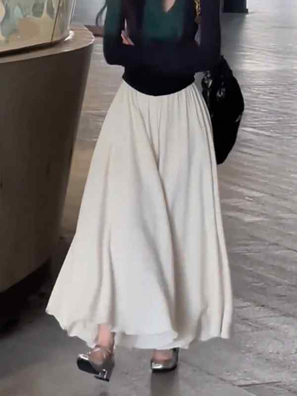 ハイウエスト ストレート レッグ ワイド カジュアル パンツ スリム 九分丈