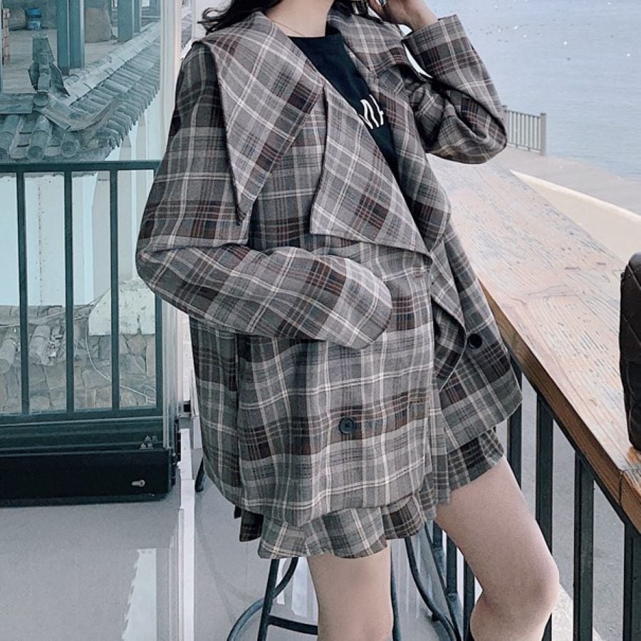 新品更新 大ヒット セットアップ チェック柄スカート レディース ジャケット おしゃれ 上下セット スーツ カジュアル 9719