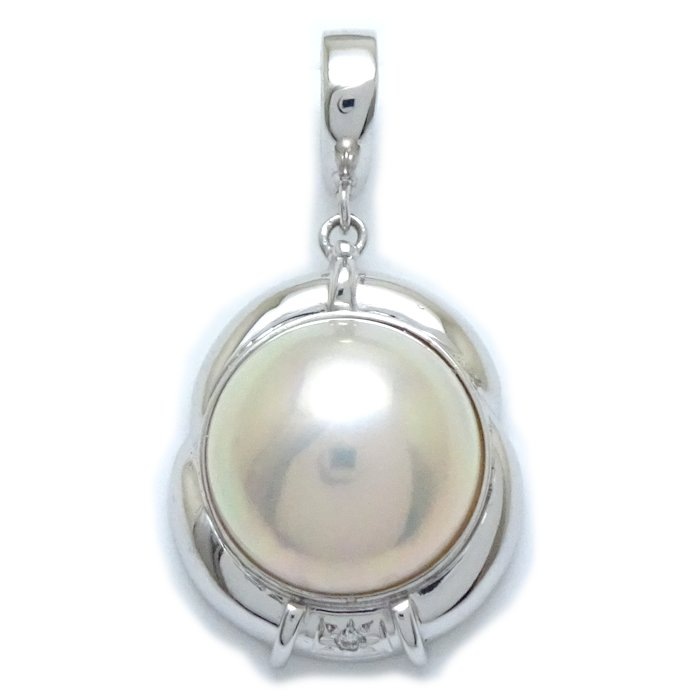 マベパール ペンダントトップ・チャーム 真珠 ダイヤモンド0.01ct K14WG ホワイトゴールド/79043【中古】