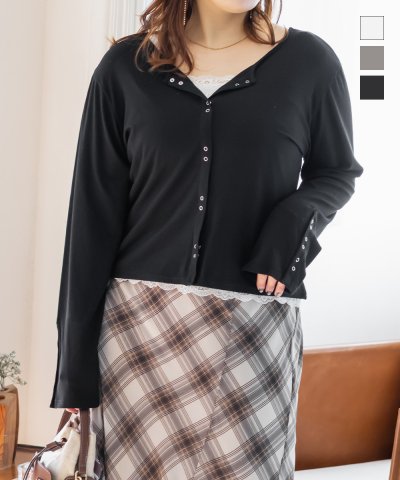 大きいサイズ レディース LL 3L 4L XL XXL XXXL CLETTEオリジナルスナップボタン2WAYカットソー