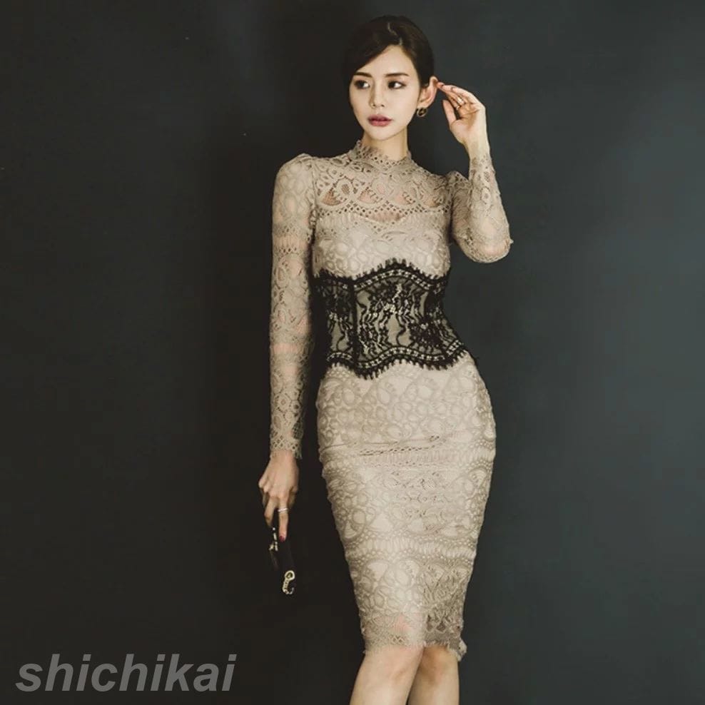 お出かけワンピース エレガント お呼ばれ 膝丈ワンピース 総レースワンピース 春新作 カジュアルワンピース ワンピース OLワンピース 新品入荷 WILLS THOM タイトワンピース レディースファ