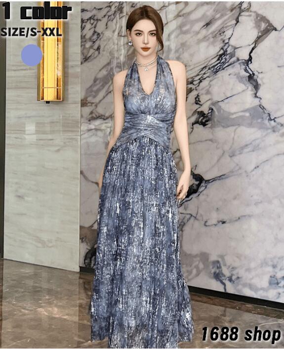 高評価多数2025 ロングワンピース フレアワンピース シフォン　ロング レース　シフォンワンピース　花柄　新作 ワンピース 韓国ファッション レディース パーティドレス　ノースリープ お嬢様 セクシ