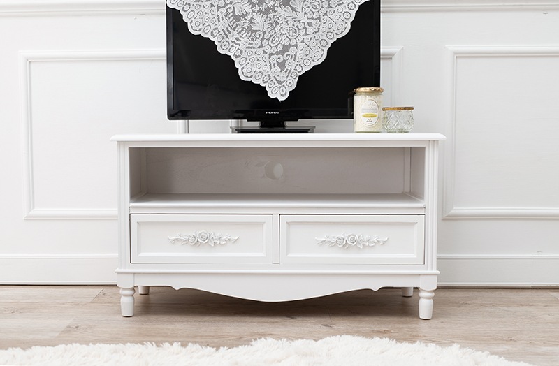 テレビ台 ローボード テレビボード キャビネット サイドボード リビングボード アンティーク クラシカル 白 エレガント ホワイト 引き出し 天然木桐材 完成品
