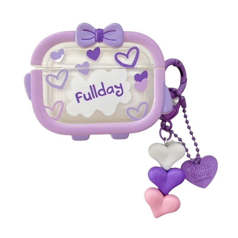 保護防塵 pro2ケース airpods AirPods1/2ケース ケース airpods ケース pro airpods ペンダントAirPodsの新しい3世代 紫色の愛心 可愛い