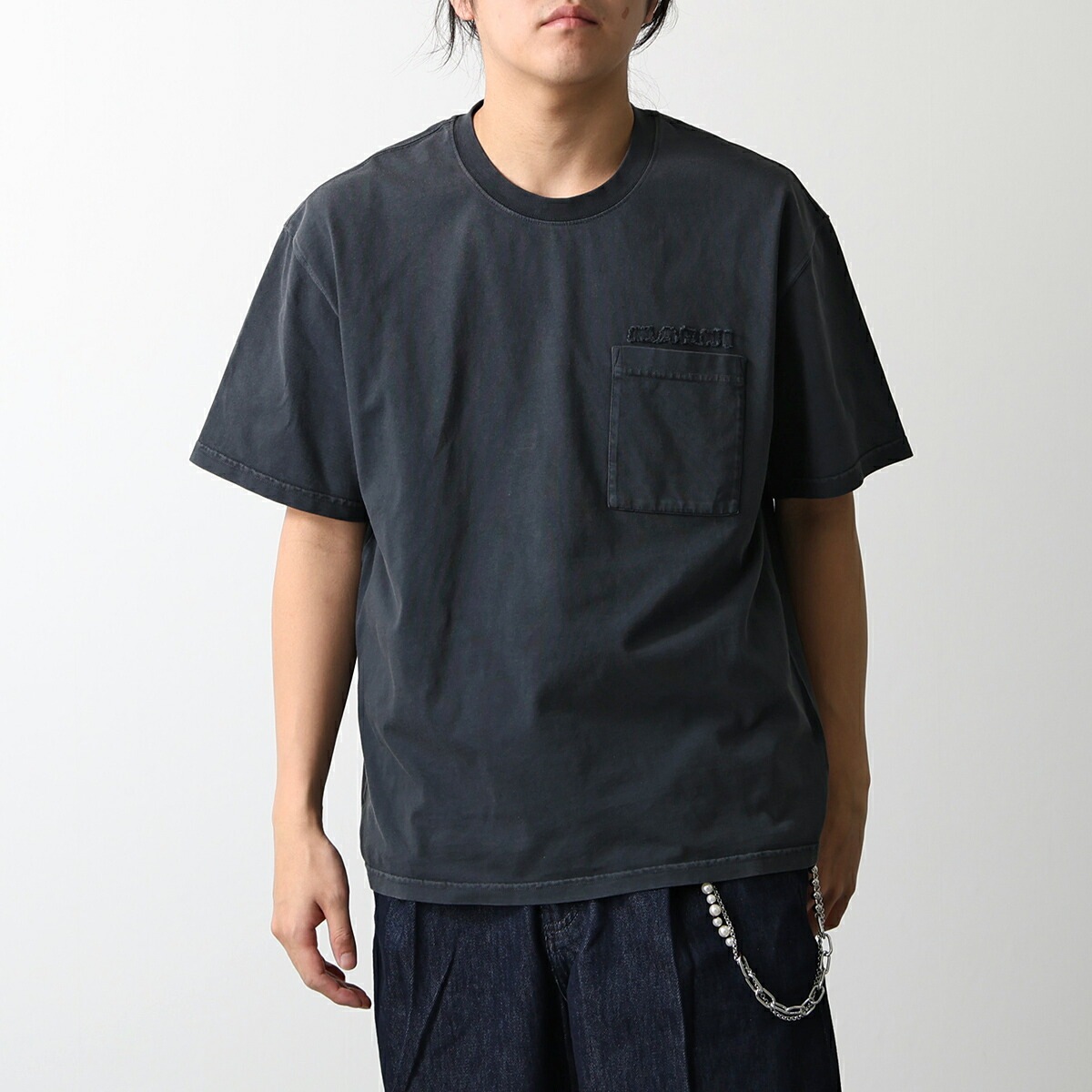 MARNI マルニ Tシャツ HUMU0358GX USCY94 メンズ 半袖 カットソー クルーネック ロゴT 刺繍 胸ポケット コットン TCN99 HUMU0358GXUSCY94TCN99