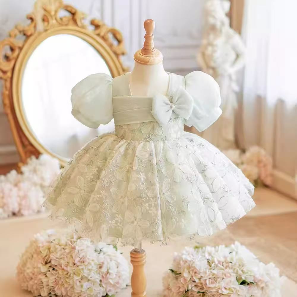 子供ドレス 淡いグリーン 蝶結びワンピース フォーマル・日常用 4,800円