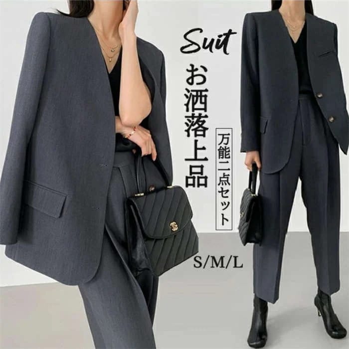 セットアップ レディース 春 秋 カジュアル スーツ タックワイドパンツ おしゃれ 着痩せ パンツスーツ 大きいサイズ きれいめ デザイン感 入園式 卒業式 上下セット フォーマルスーツ OL 女性ら