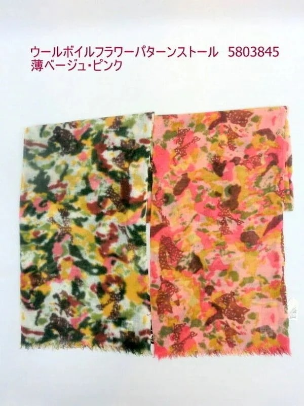 ストール ファッション小物 レディースファッション ウール ボイルフラワーパターン 柔らかい生地