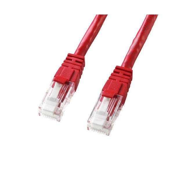 (5個セット) サンワサプライ つめ折れ防止カテゴリ6 LANケーブル 3m レッド KB-T6TS-03RNX5