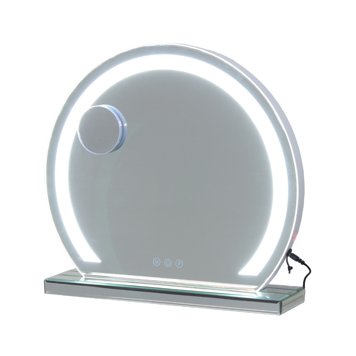 卓上ミラー LEDライト付き アーチリングミラー 鏡 ミラー LEDライト USB充電式 調光 拡大鏡付き タッチセンサー 3倍拡大 LEDミラー 卓上 身支度 ドレッサー おしゃれ お洒落