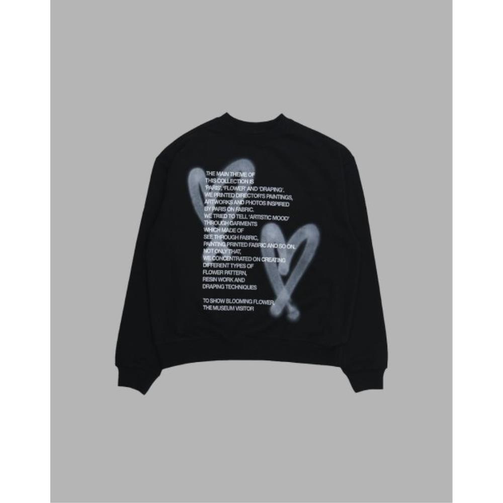 THE MUSEUM VISITOR HEART SPRAY PRINTED SWEATSHIRTS BLACK