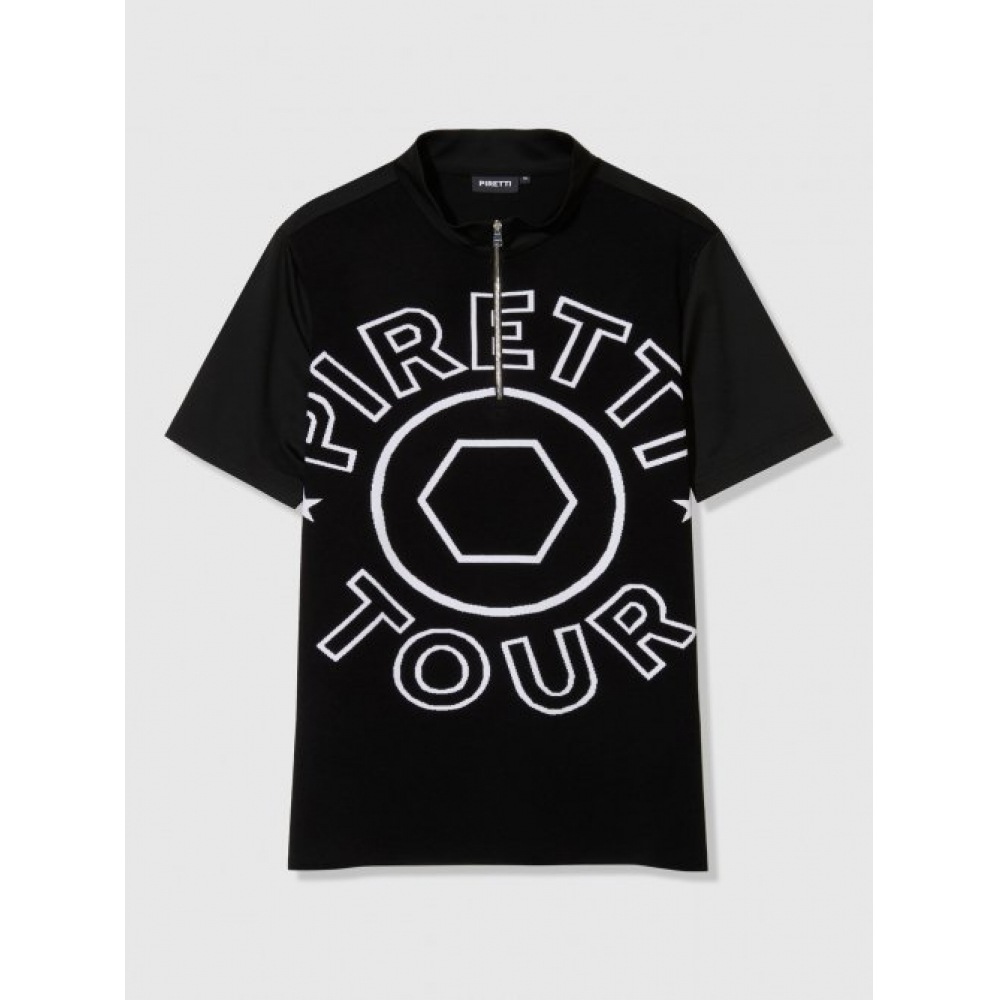 PIRETTI クレストニットカラーショートスリーブTシャツ M_ブラック