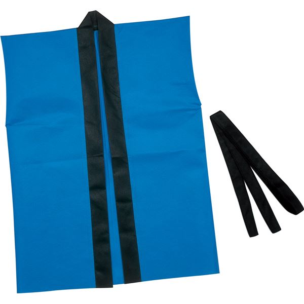 （まとめ）カラー不織布ハッピ子供用袖無 S 青(×20セット)