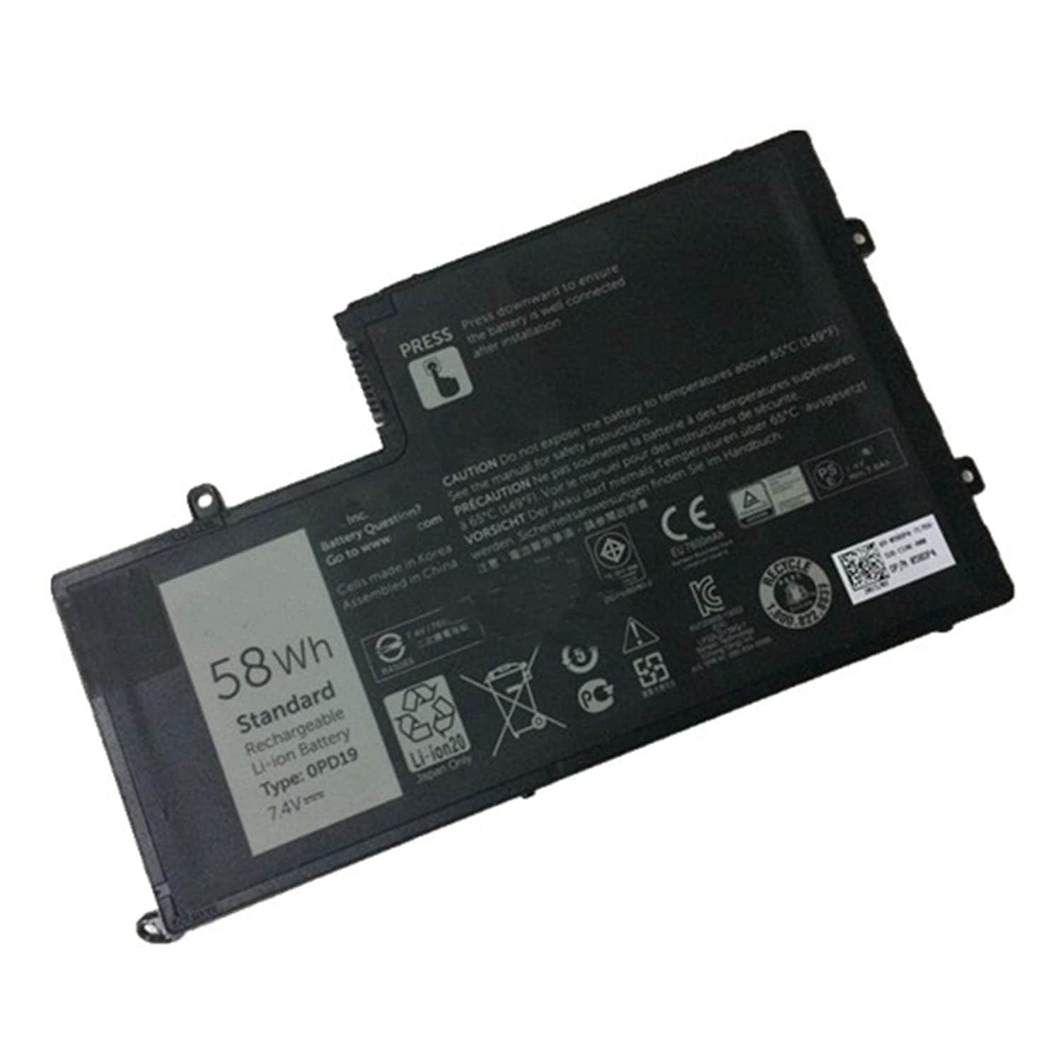 OPD19バッテリー 電池・DELLノートパソコン互換 5547 5548 5448 5447 5445 58WH 3450 OPD19 交換用のバッテリー dc909-A197