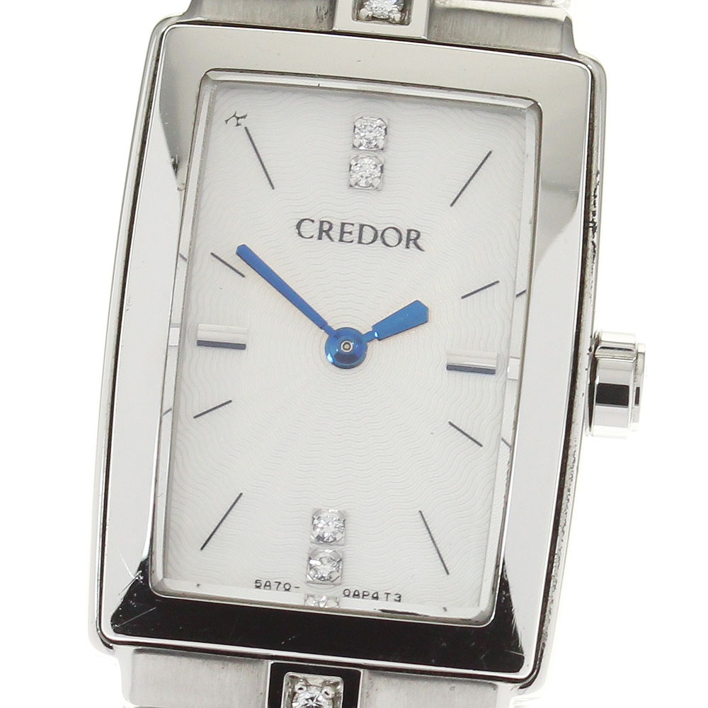 セイコー SEIKO 5A70-0AM0 クレドール アクア ダイヤ クォーツ レディース _809364【中古】