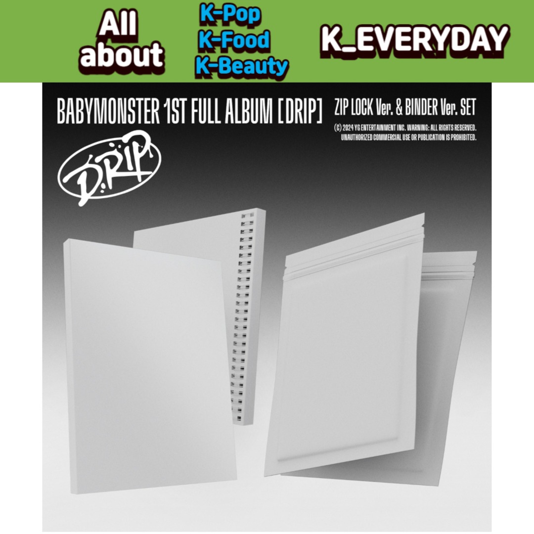 (3SET) BABYMONSTER 1st FULL ALBUM [DRIP] (BINDER Ver. + ZIP LOCK Ver.)並行輸入純正品