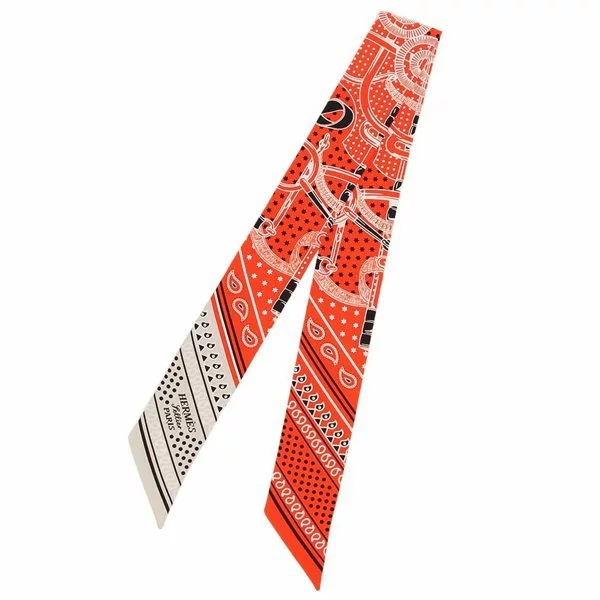 スカーフ エプロン ドール バンダナ ツイリー オレンジ ホワイト レディース H062978S 05