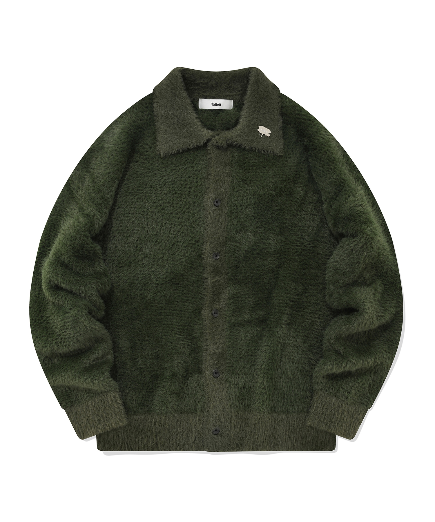 ファレット起毛ニットカーディガンカーキ