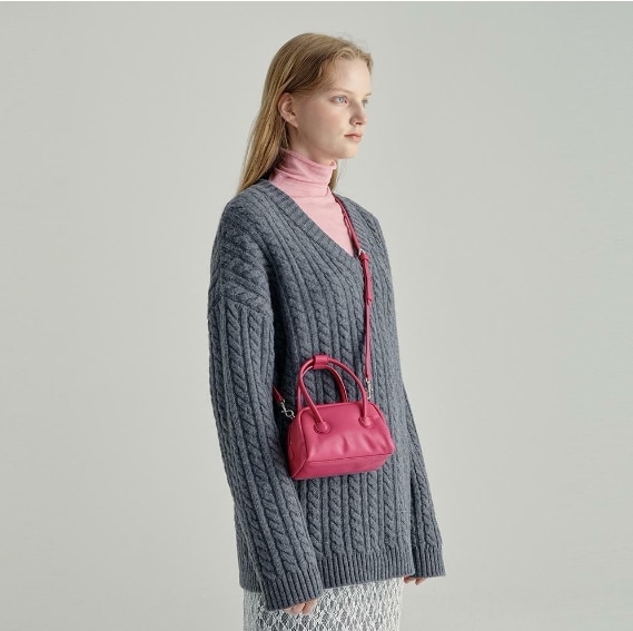 【MARGESHERWOOD】 PADDED SOFT TOTE MICRO : BERRY PINK PLAIN