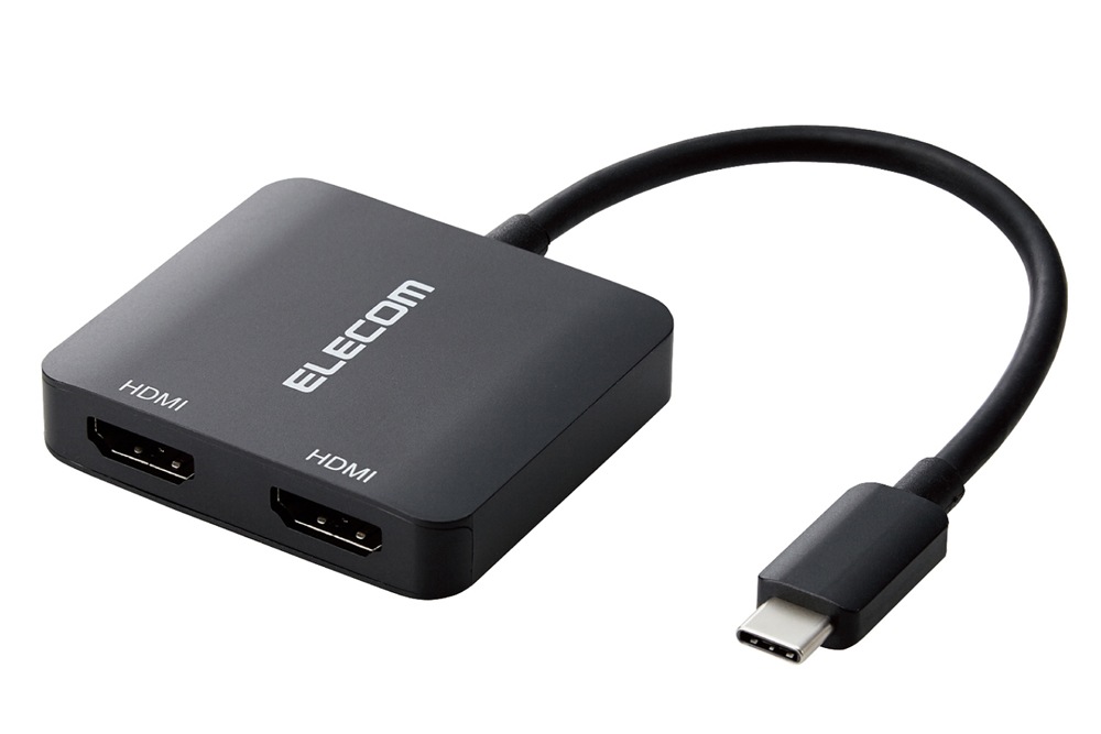 エレコム USB Type-C - HDMI 変換 USB-C プラグ to HDMIポート×2（ブラック） ADCHDMI2BK2