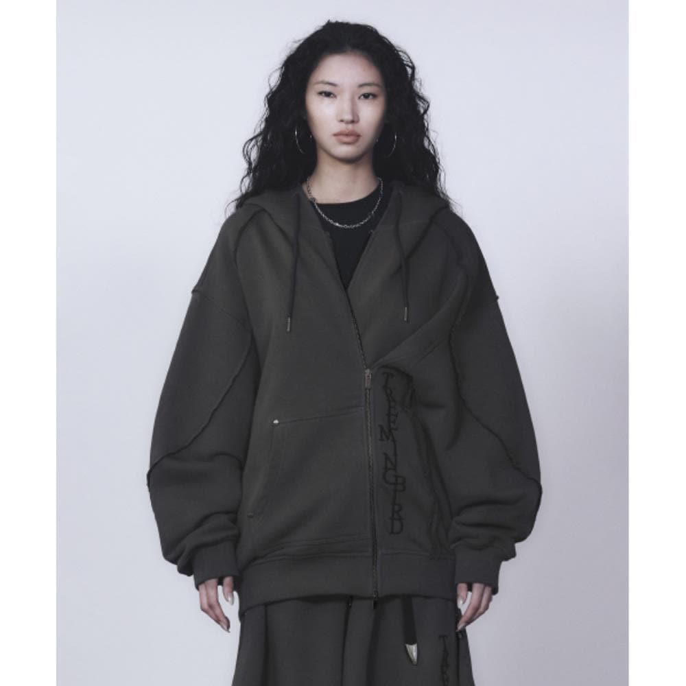 TREEMINGBIRD Zipper Finishing Sweat Hoodie Zipup Charco